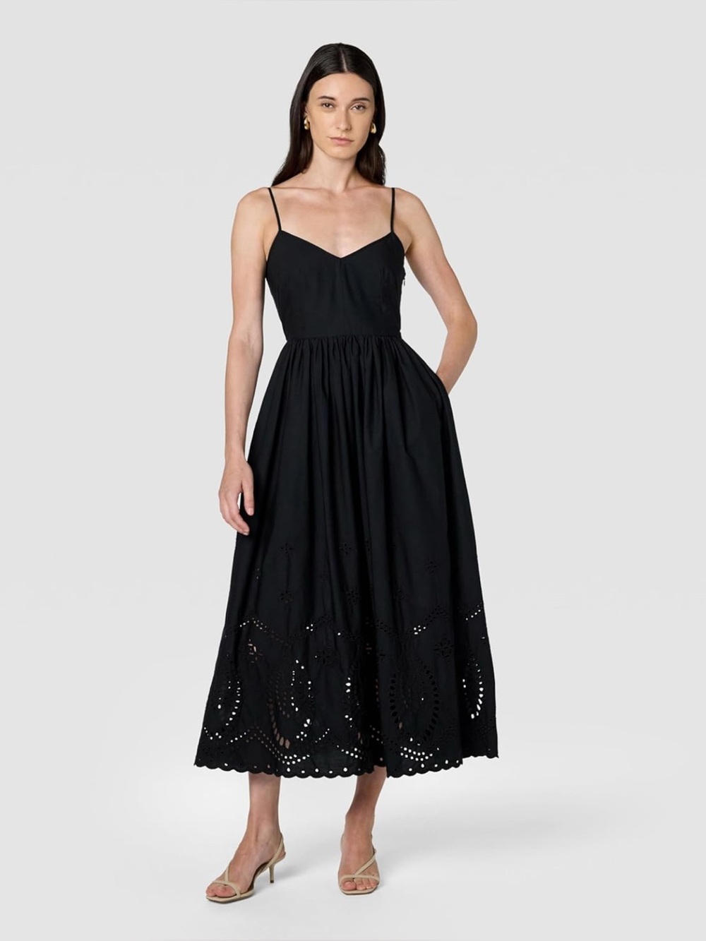 NWT Club Monaco Embroidered Eyelet Maxi Dress in Black - Size 8 & 4 Available
